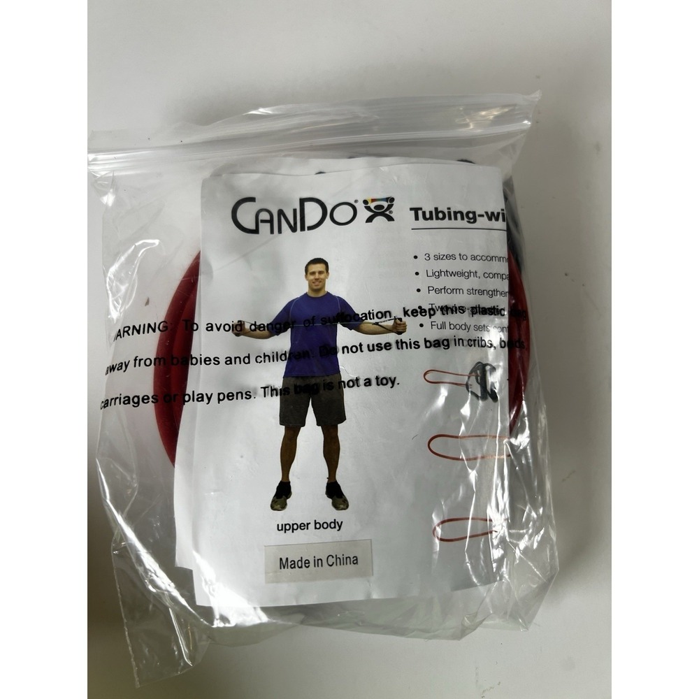 CanDo‎ 48in Resistance Band w/ Handles Red Latex Exercise Band